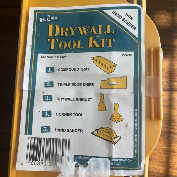 5 Piece Plastic Drywall Tool Kit, Made In Canada Krusin International Corp. - Picture 2 of 5